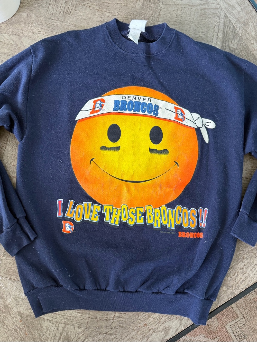 Game Day by Cliff Engle - RARE Vintage Navy Broncos Smilie Crew